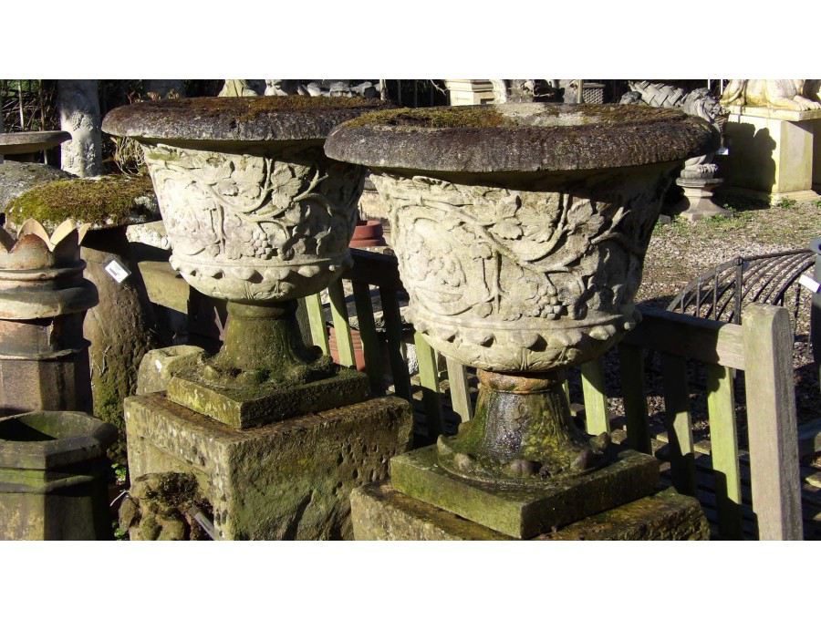 Pair Weathered Stone Urns (SOLD)