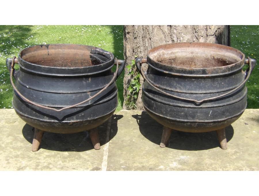 Two Old Cast Iron Pots