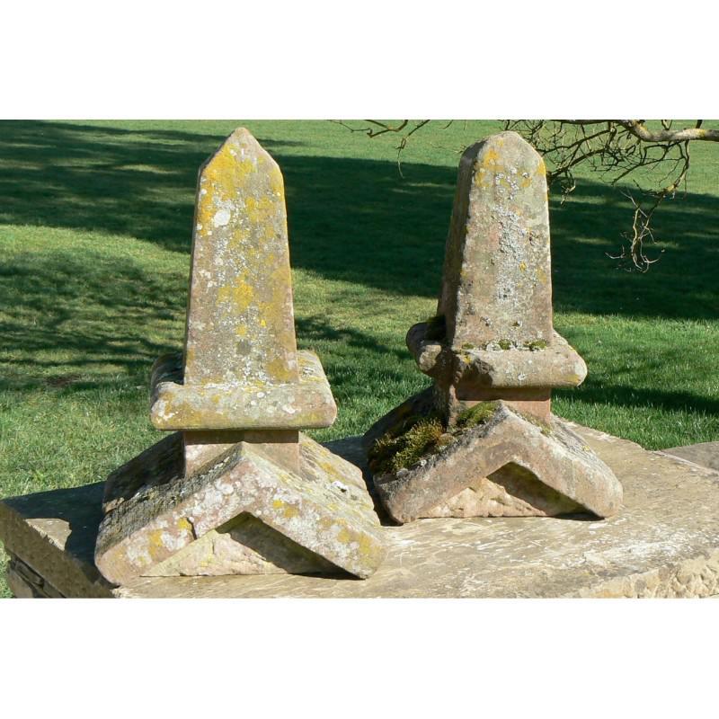 Pair of Salvaged Stone Obelisks