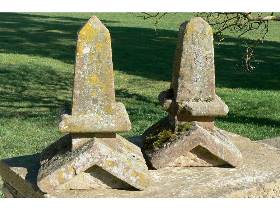 Pair of Salvaged Stone Obelisks