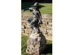 Weathered bronze Statue of a Boy Fishing