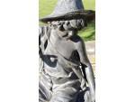 Weathered bronze Statue of a Boy Fishing