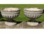 Pair of Weathered Stone Urns