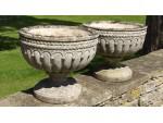 Pair of Weathered Stone Urns
