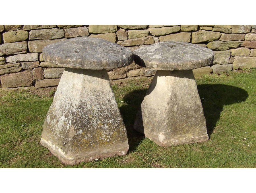 Two Limestone Staddle Stones