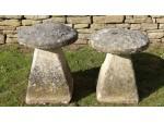 Two Limestone Staddle Stones