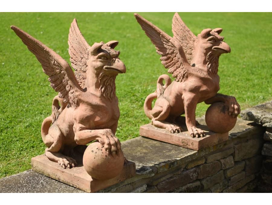 Pair of Terracotta Griffins