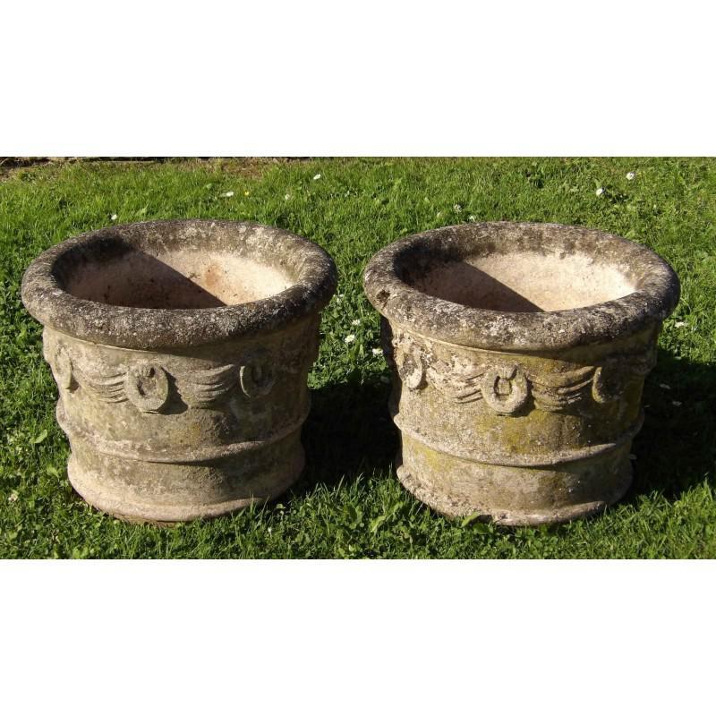 Pair of Weathered Stone Planters