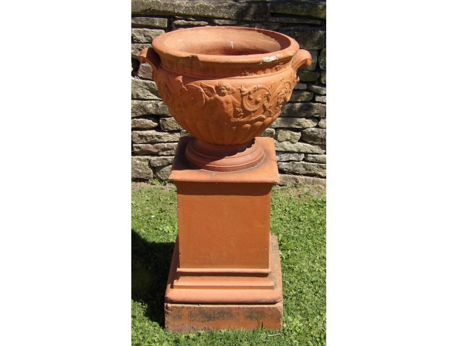 Vintage Terracotta Urn on Plinth