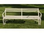 Face on view of antique wrought iron garden bench