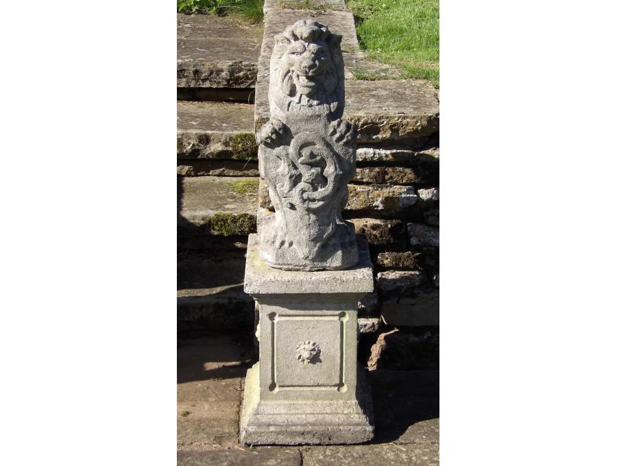 Pair of composition stone lions
