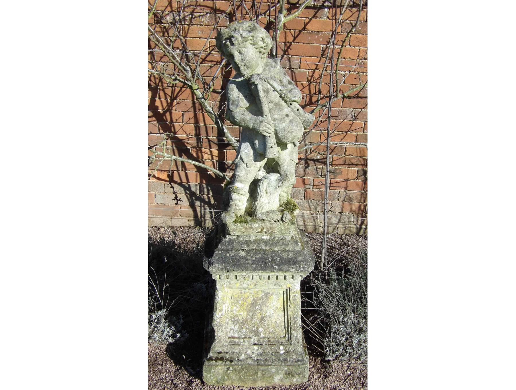 Antique Stone Statue of a Piper
