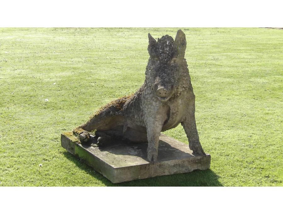 Weathered Statue of a Boar