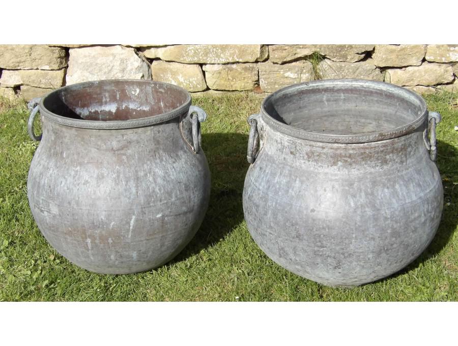 Two Antique Copper Planters