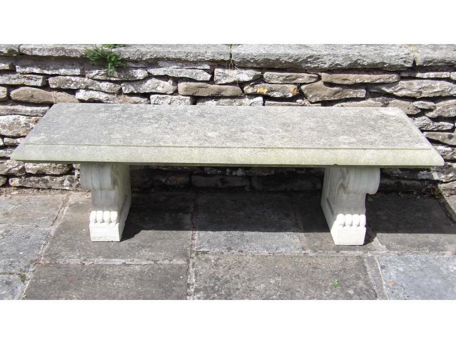 A Carved Limestone Garden Bench