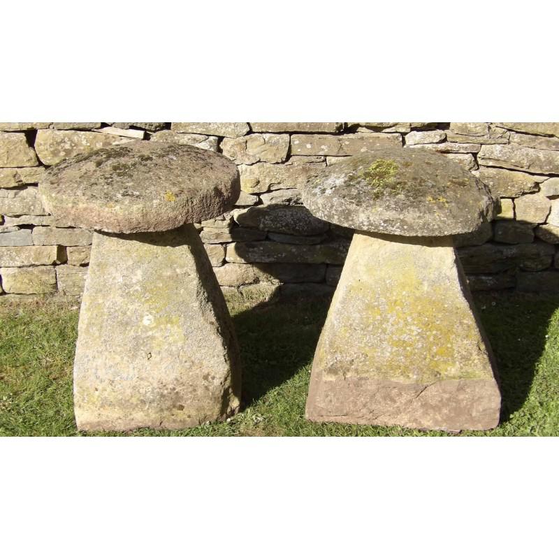 Two Limestone Staddle Stones