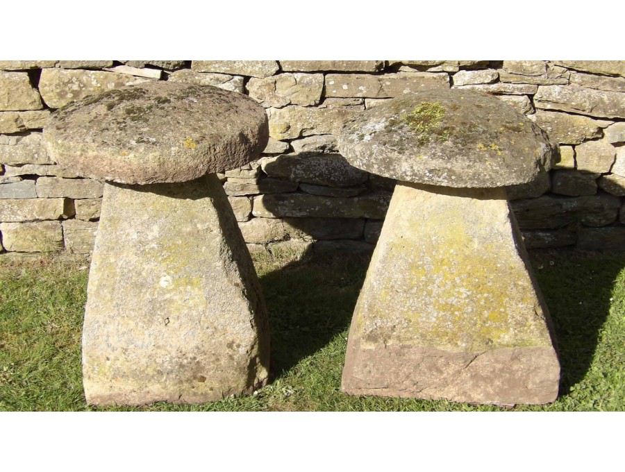 Two Limestone Staddle Stones