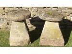 Two Limestone Staddle Stones