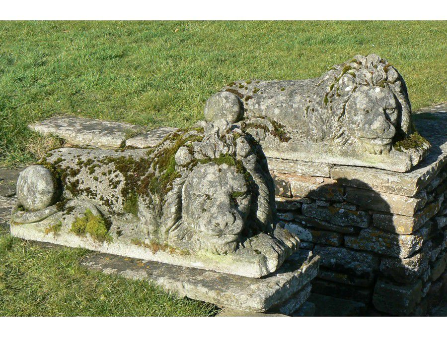 Pair Stone Lions