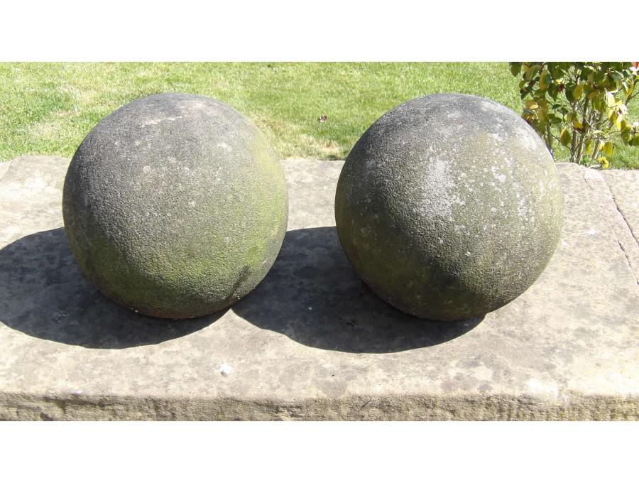 Pair of Salvaged Stone Balls