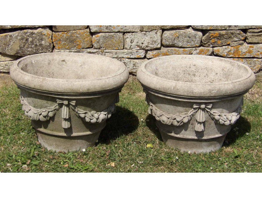 Pair of Weathered Garden Planters