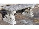Side view of stone garden bench                                                                                                 