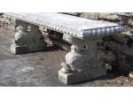 Detail of side of stone garden bench 