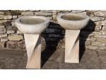 Modern Carved Stone Birdbath