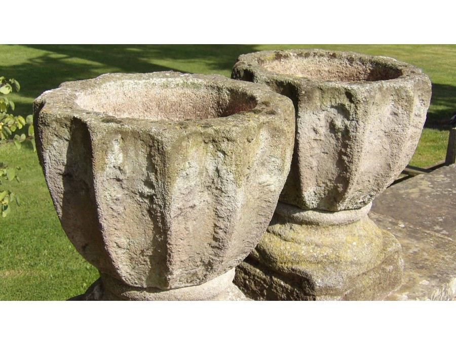Pair of Weathered Garden Planters