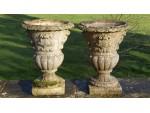 Pair of weathered garden urns