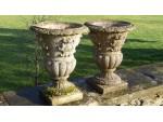 Pair of weathered garden urns