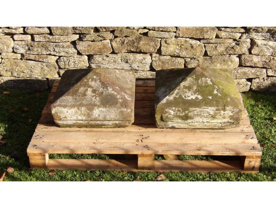 Pair of salvaged pier caps