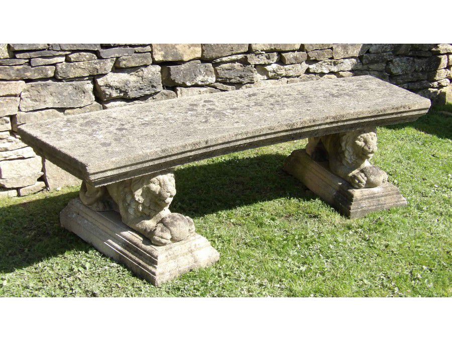 Side view of vintage stone bench 