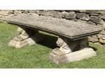 Side view of vintage stone bench 