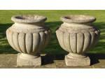 A Pair of Weathered Garden Urns