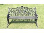 Face on view of vintage cast-iron bench 