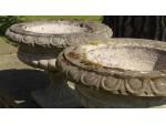 Pair Weathered Garden Urns