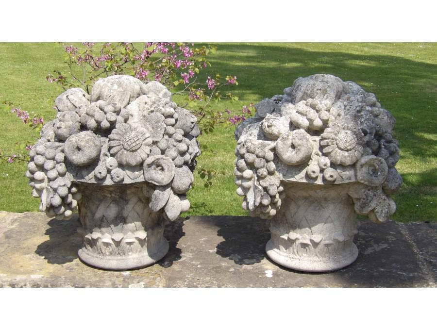 Pair of Weathered Garden Finials