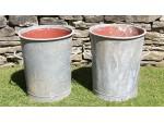 Face on view of galvanised planters