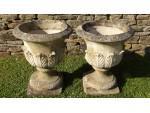 Pair of weathered garden urns