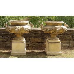 Pair of Large Weathered Urns