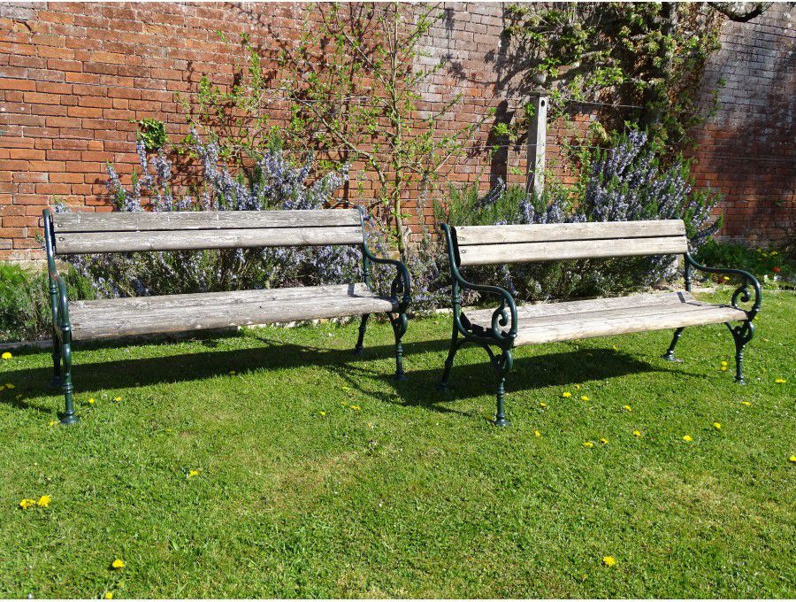 Pair Weathered Garden Benches