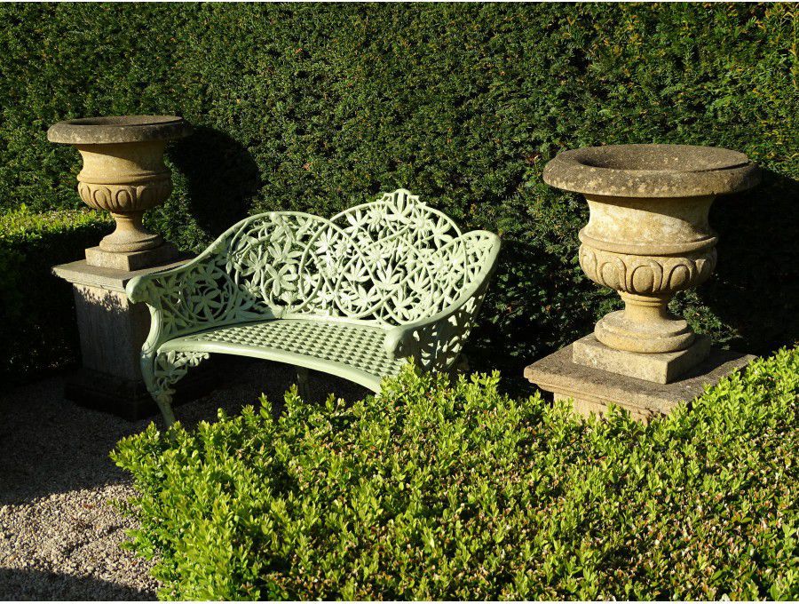 Weathered Stone Garden Urns