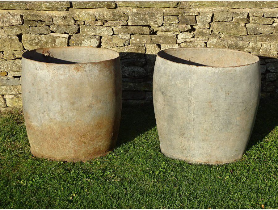 Old Galvanised Barrel Planters