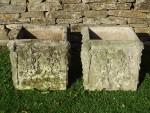 Pair Weathered Haddonstone Planters