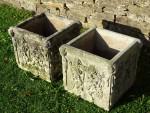 Pair Weathered Haddonstone Planters