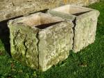 Pair Weathered Haddonstone Planters