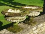 Pair Weathered Garden Urns