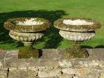 Pair Weathered Garden Urns