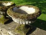 Pair Weathered Garden Urns